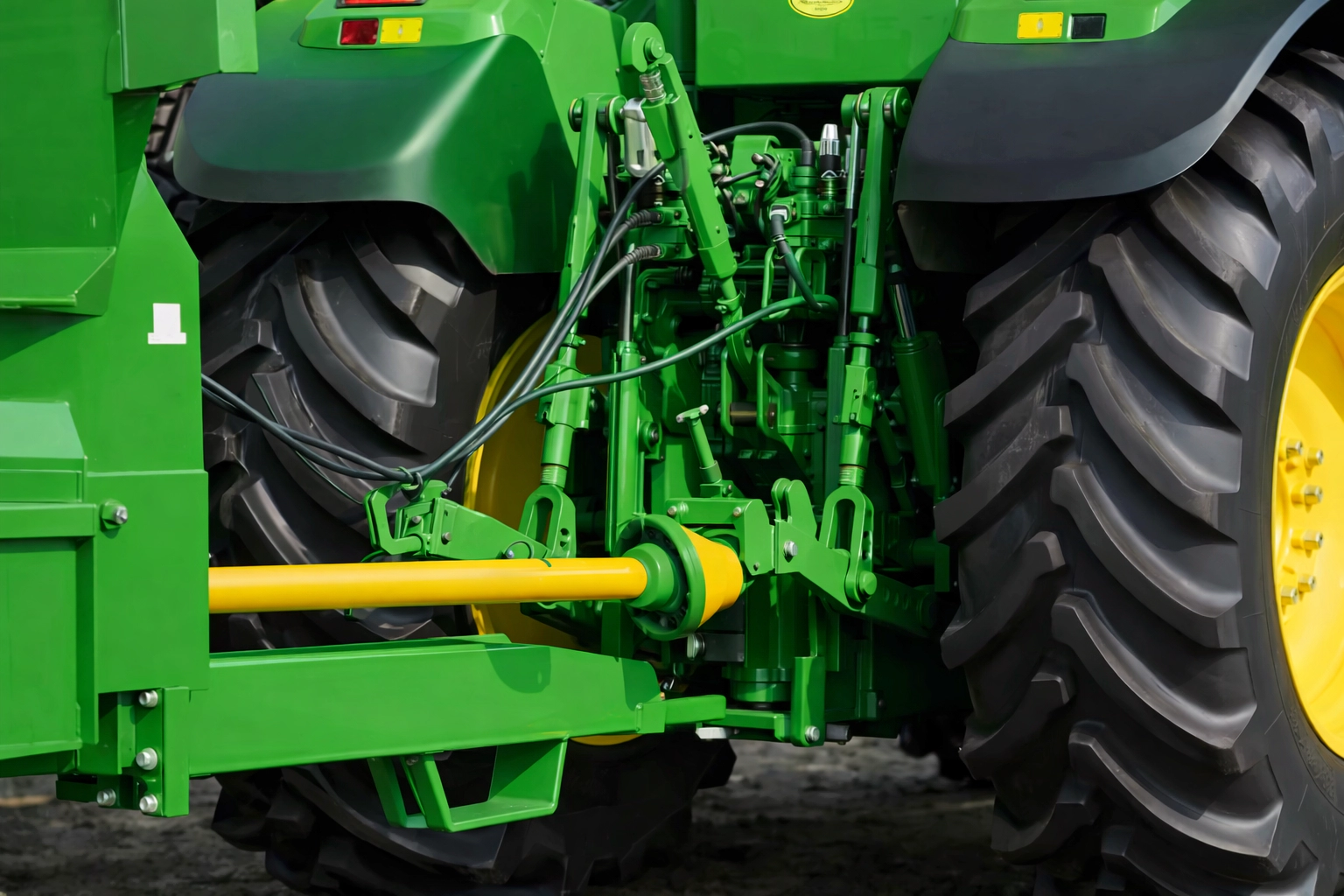 PTO shaft compatibility showing robust yoke and safety guard